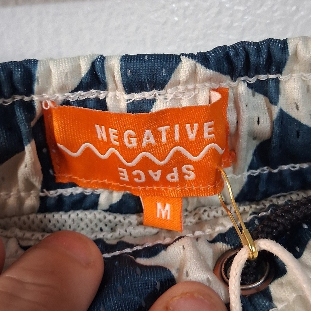 Negative Space Lined Swim‎ Trunks Mens Med Checkerboard Pockets Drawstring NWT - Picture 7 of 9